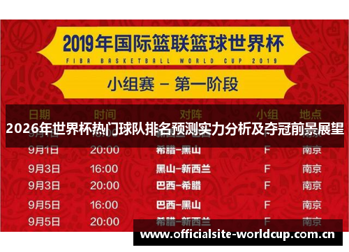2026年世界杯热门球队排名预测实力分析及夺冠前景展望